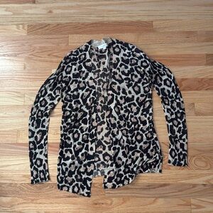 LOFT lightweight open front Women’s S leopard print cardigan